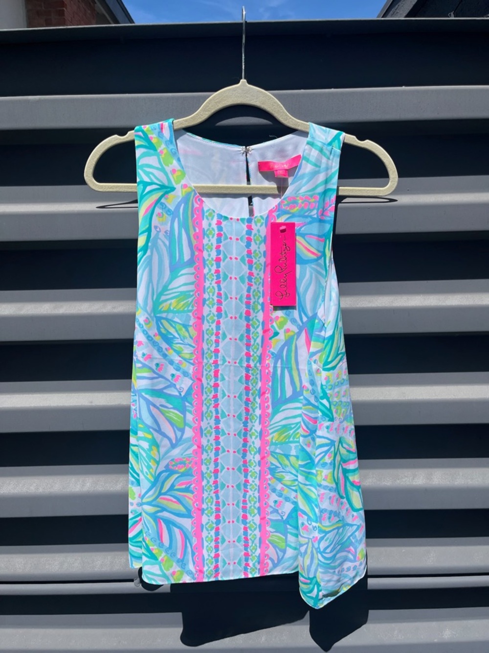 Lilly Pulitzer Tropical Print Sleeveless Top in Aqua, Pink & Green